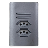 Conjunto Interruptor Duplo Simples + Tomada Dupla 10a 4x2 (ESPECIAL) - Novara Preto Grafite Total 